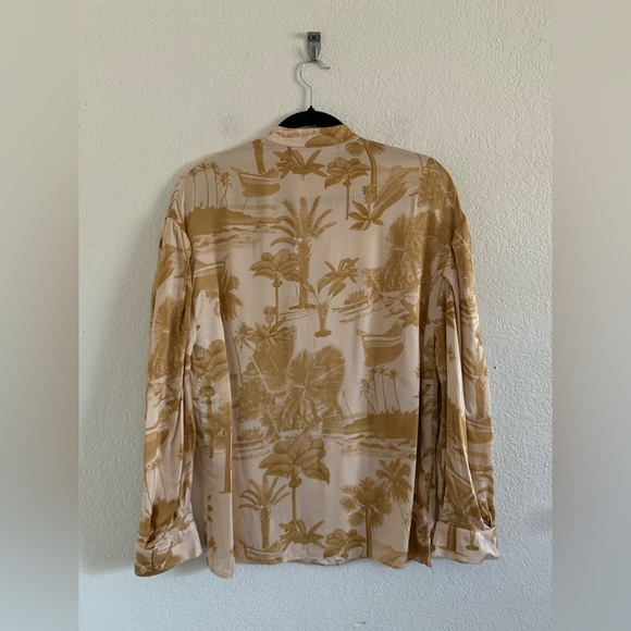 Heidi Merrick Long Sleeve Blouse Shirt Palm Print Women’s Size Small - Picture 2 of 7